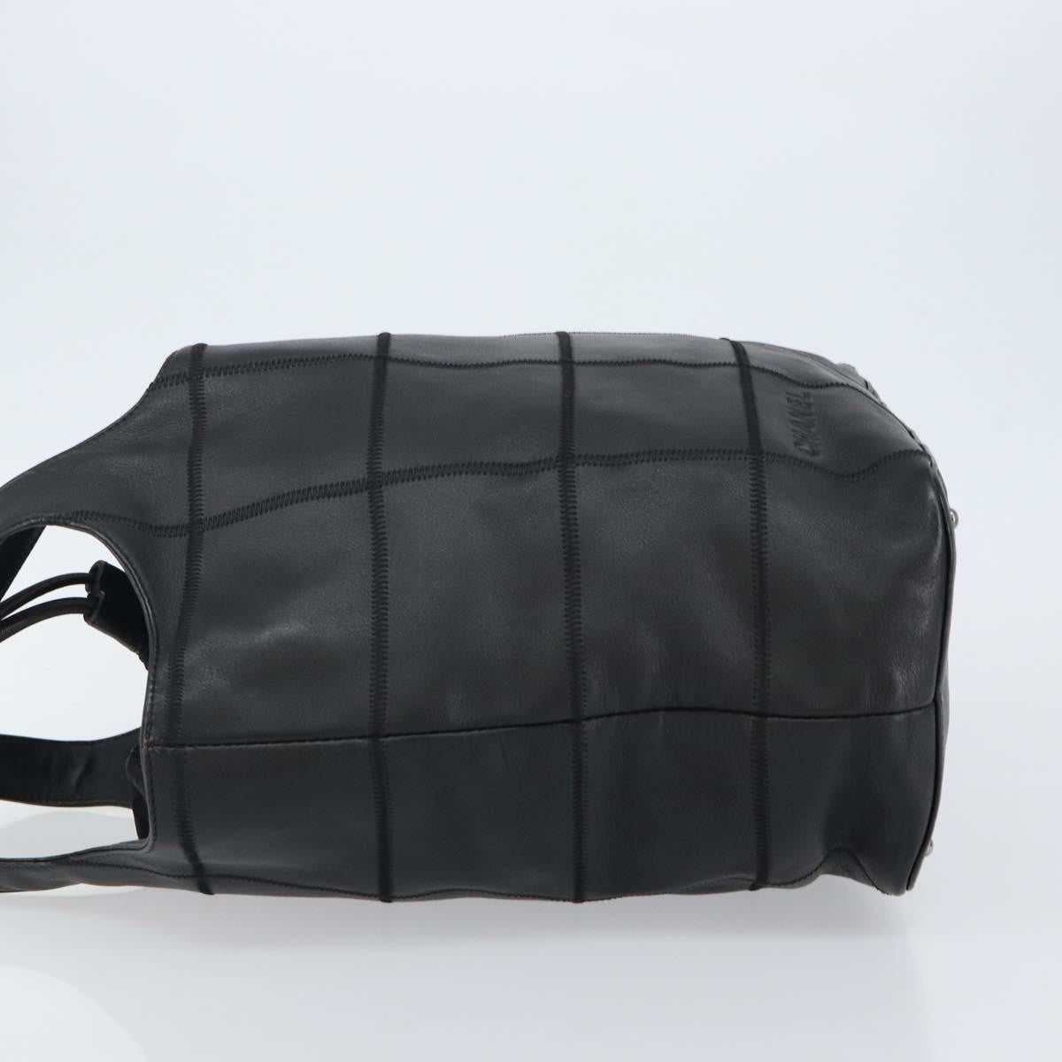 Chanel Square Stitch Tassel Hobo Quilted Leather, BLACK, LEATHER, Handbag