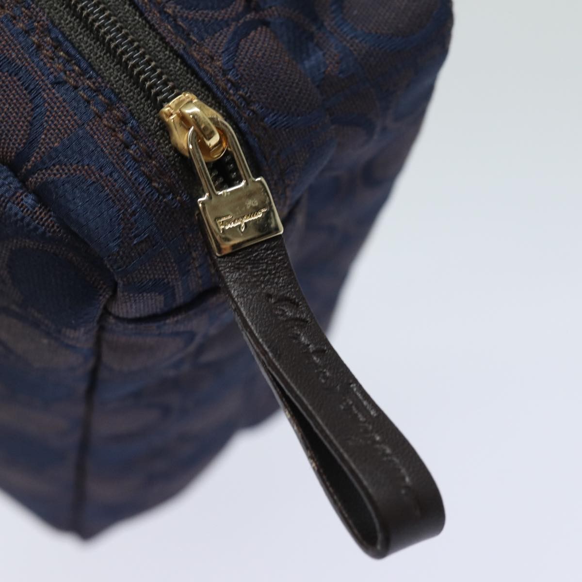 Salvatore Ferragamo Gancini mini handbag Canvas, NAVY, CANVAS, Handbag