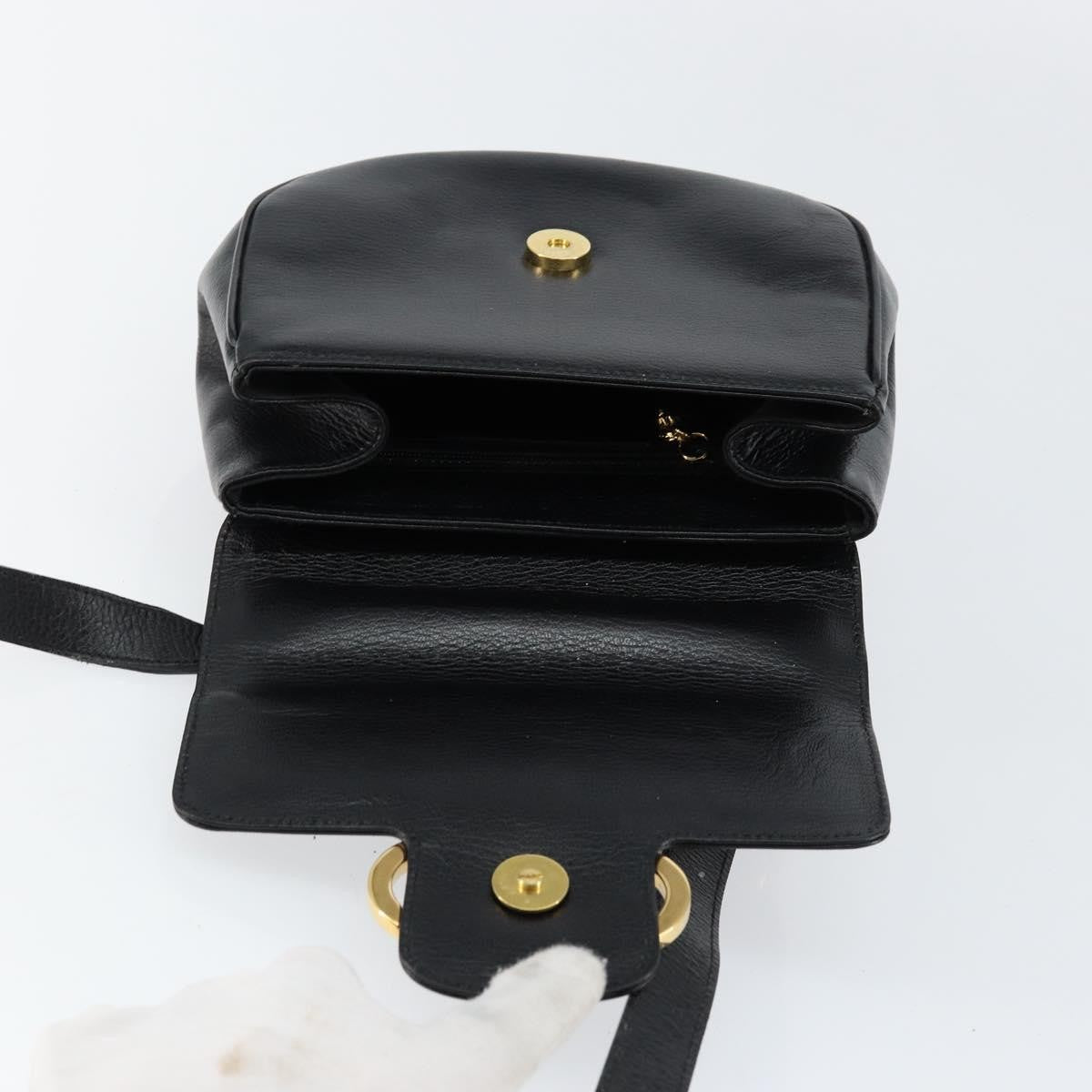 Salvatore Ferragamo Gancini Shoulder Bag Leather, BLACK, LEATHER, Shoulder bag