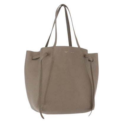 Celine Phantom Tie Cabas Tote Leather, GRAY, LEATHER, Tote bag