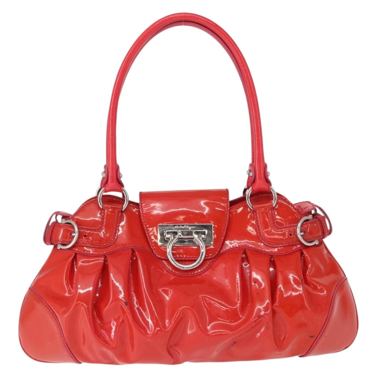 Salvatore Ferragamo Gancini handbag Patent leather, RED, PATENT_LEATHER, Handbag