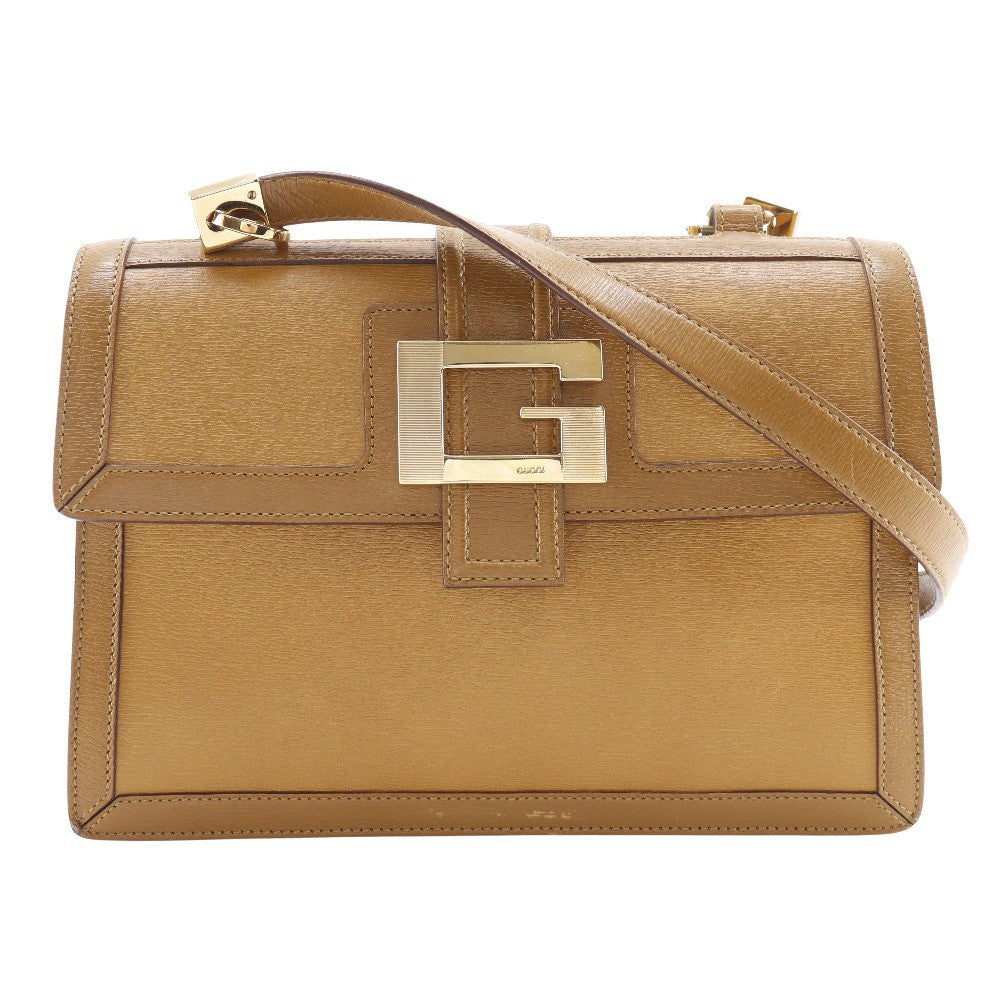 Gucci Interlocking G Buckle Messenger Bag Leather, BROWN, LEATHER, Shoulder bag