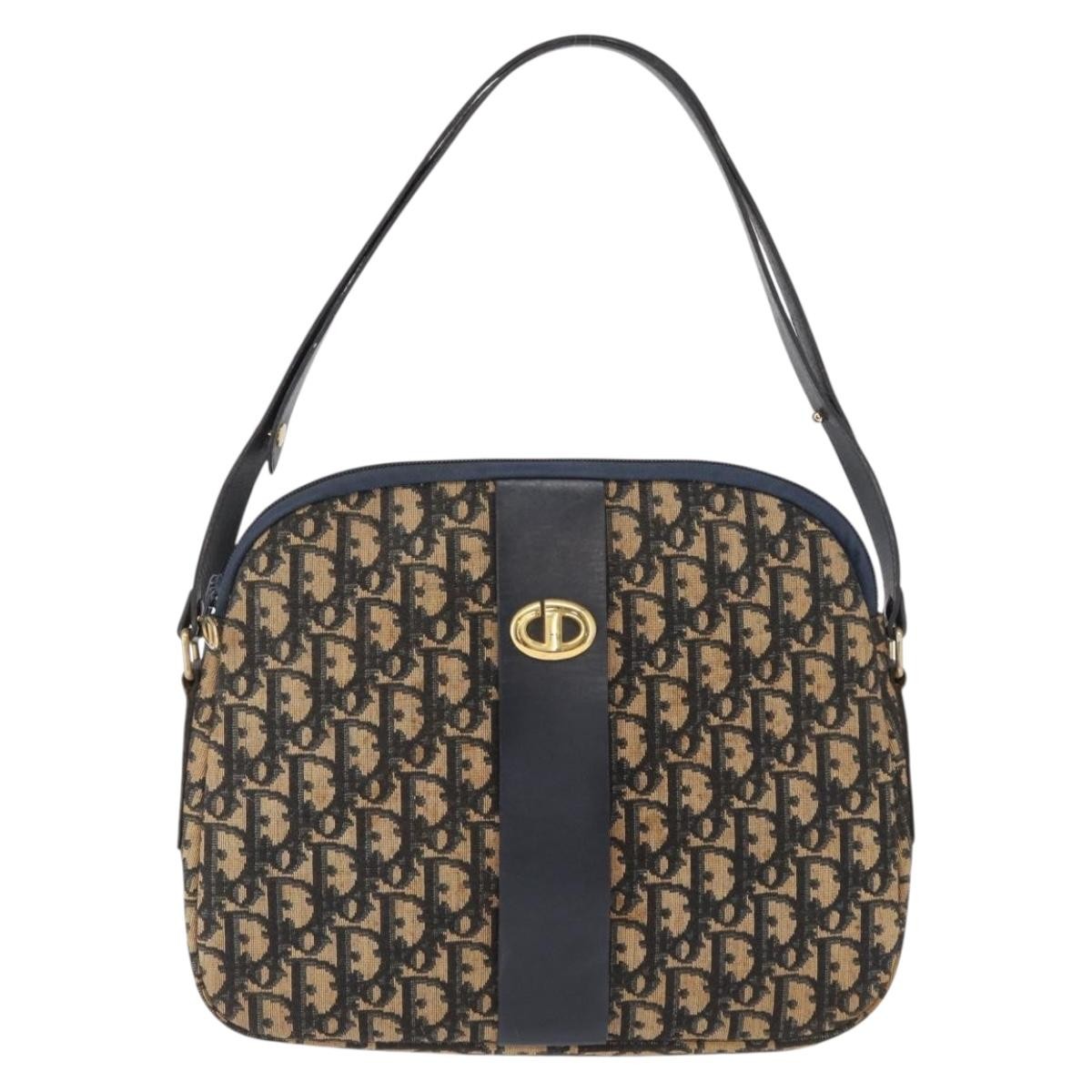 Christian Dior Vintage CD Trotter Handbag Canvas, NAVY, CANVAS, Handbag