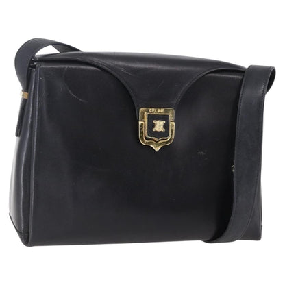Celine Vintage Shoulder Bag Leather, BLACK, LEATHER, Shoulder bag