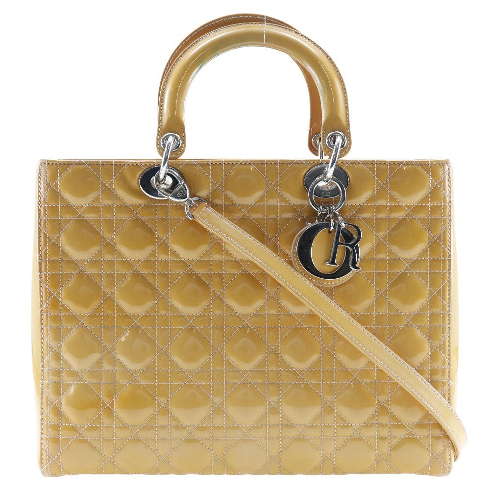 Christian Dior Lady Dior Bag Patent, BLACK, PATENT_LEATHER, Tote bag