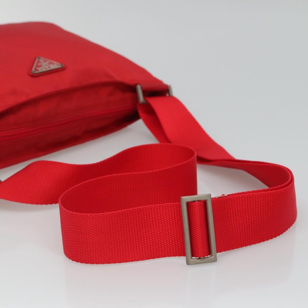 Prada Zip Top Messenger Bag Tessuto, RED, NYLON, Shoulder bag