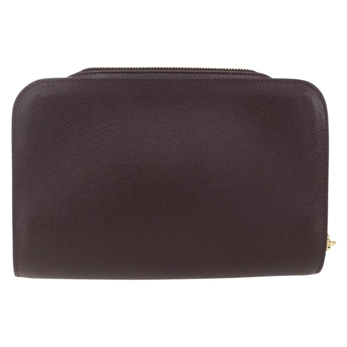 Louis Vuitton Pochette Baikal Clutch Taiga Leather, BROWN, LEATHER, Clutche & pouche