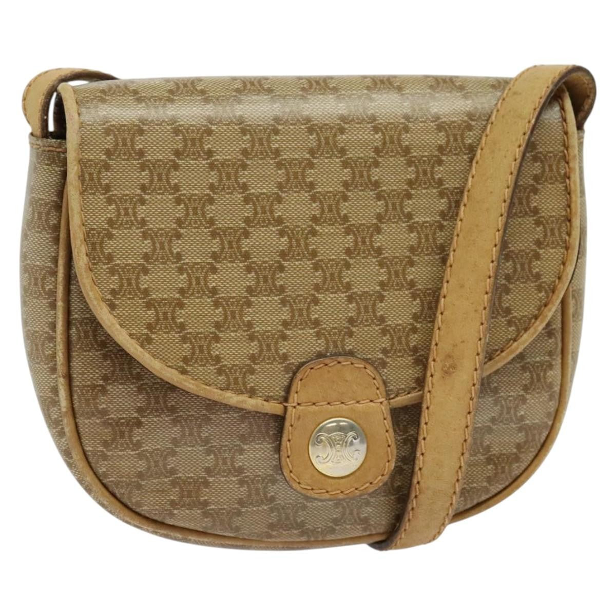 Celine Vintage Macadam Shoulder Bag Macadam Canva  Vinyl, BEIGE, PVC, Shoulder bag