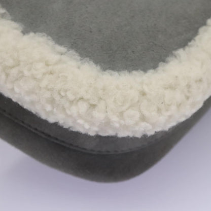 Christian Dior Bobby Flap Bag Shearling and Suede, GRAY, SUEDE, Shoulder bag