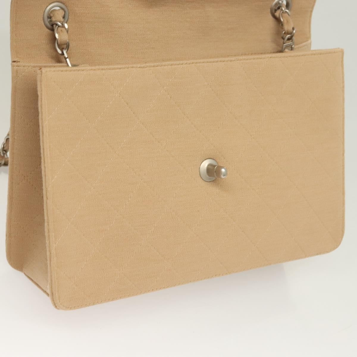 Chanel Matelasse Chain Shoulder Bag Leather, Beige, Cotton, Shoulder Bag