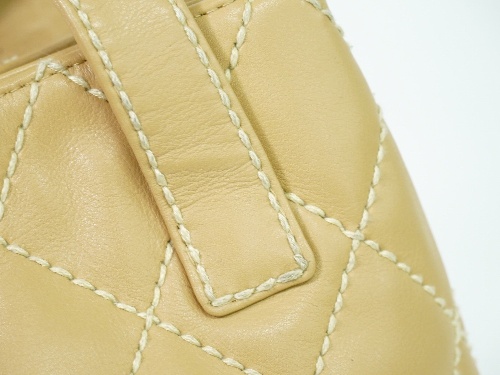 Chanel Surpique Tote Quilted Leather, BEIGE, LEATHER, Tote bag