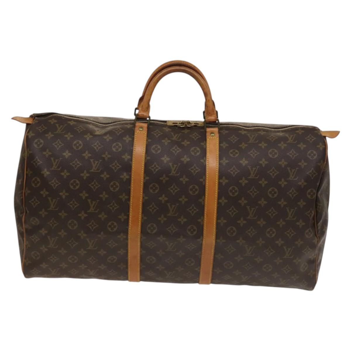 Louis Vuitton Keepall Bag Monogram Canvas, BROWN, CANVAS, Travel bag