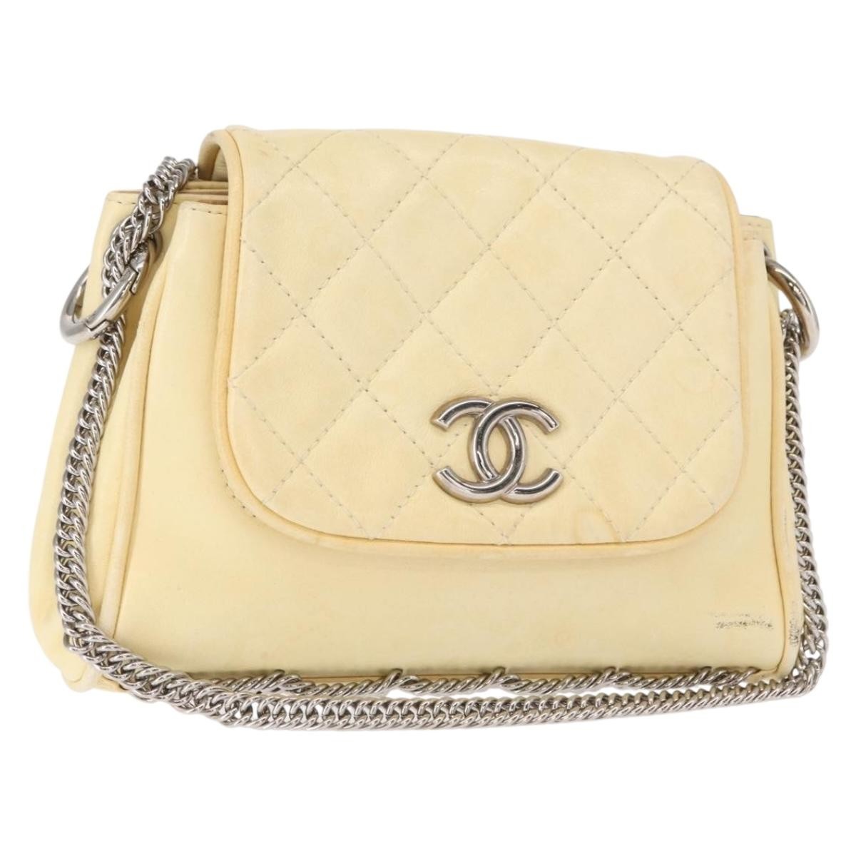 Chanel Matelasse Chain Shoulder Bag Leather, IVORY, LEATHER, Shoulder bag