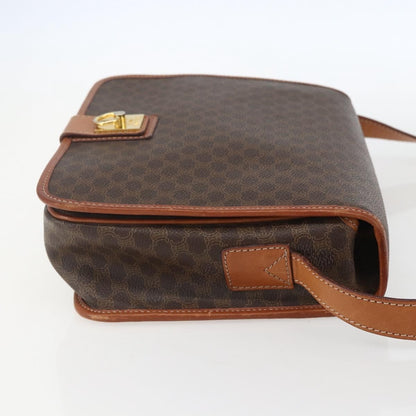 Celine Vintage Macadam Shoulder Bag Canvas and Leather, BROWN, CANVAS, Shoulder bag