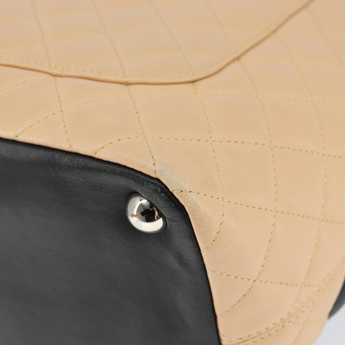 Chanel Cambon Tote Quilted Leather, BEIGE, LEATHER, Tote bag