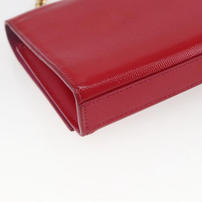 Saint Laurent Classic Monogram Crossbody Bag Grainy Leather, RED, LEATHER, Clutche & pouche