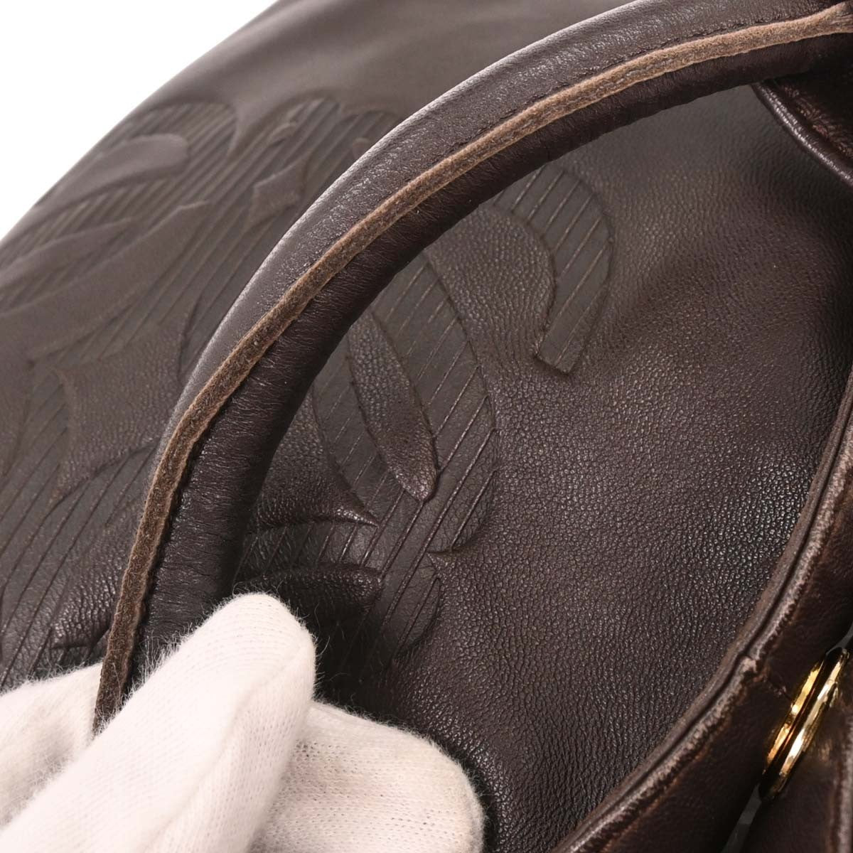 Loewe Anagram Logo Nappa Aire Hand Bag Leather, BROWN, LEATHER, Handbag