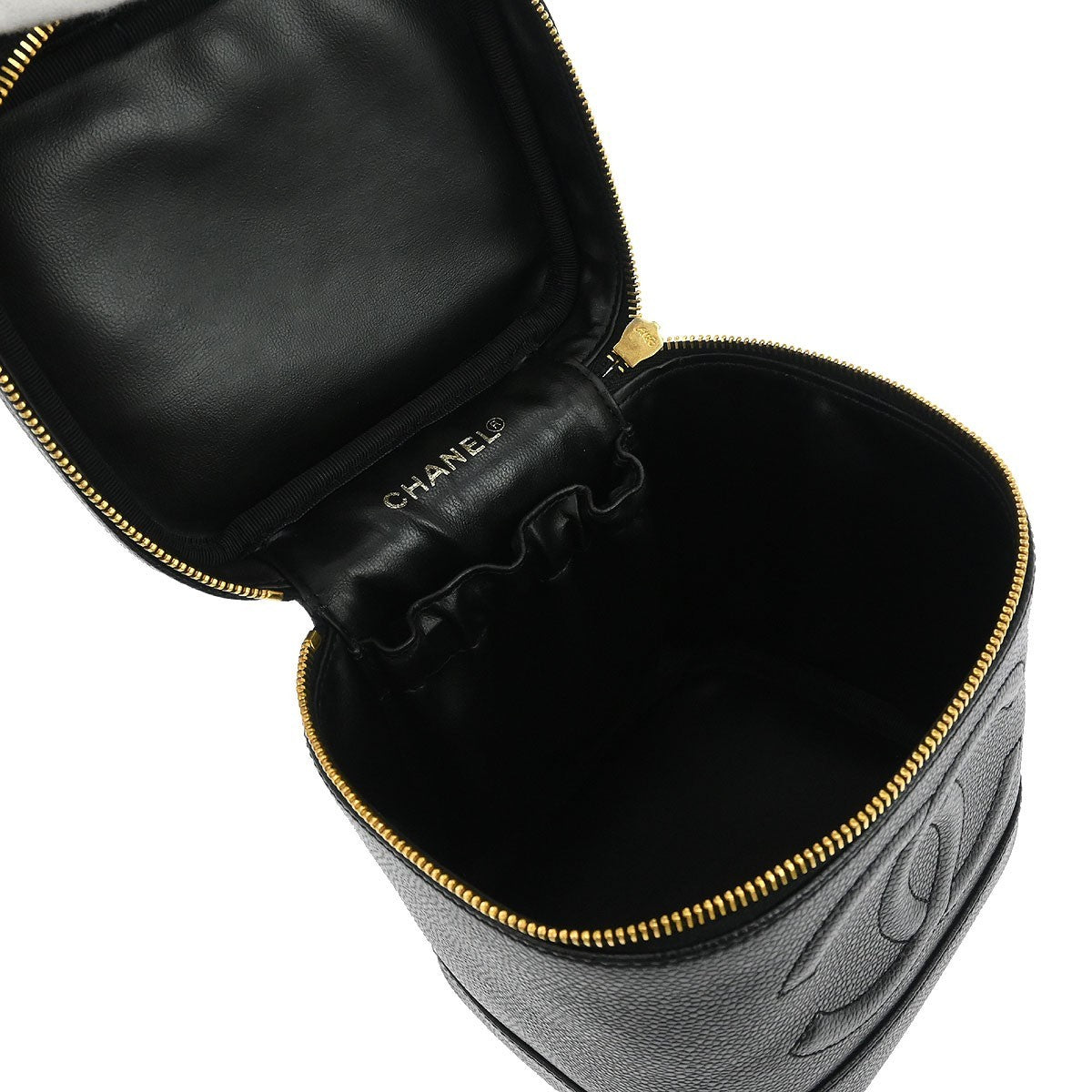Chanel Vintage Timeless Cosmetic Case Caviar, Black, Leather, Clutch