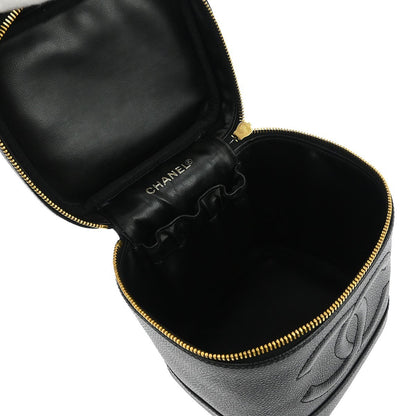 Chanel Vintage Timeless Cosmetic Case Caviar, Black, Leather, Clutch