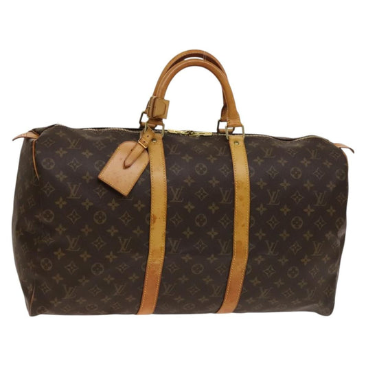 Louis Vuitton Keepall Bag Monogram Canvas, BROWN, CANVAS, Travel bag