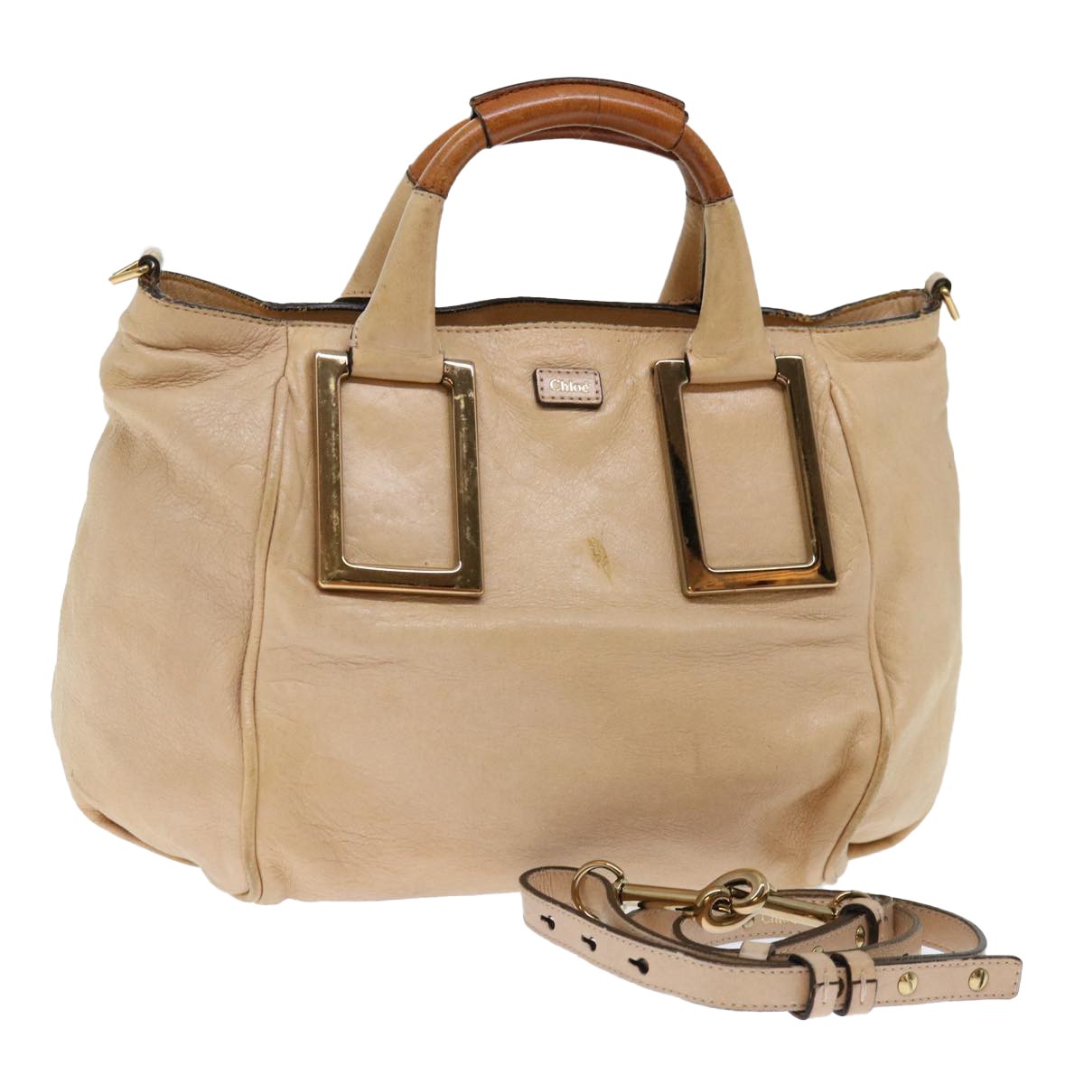 Chloe Ethel Tote Leather, BEIGE, LEATHER, Tote bag