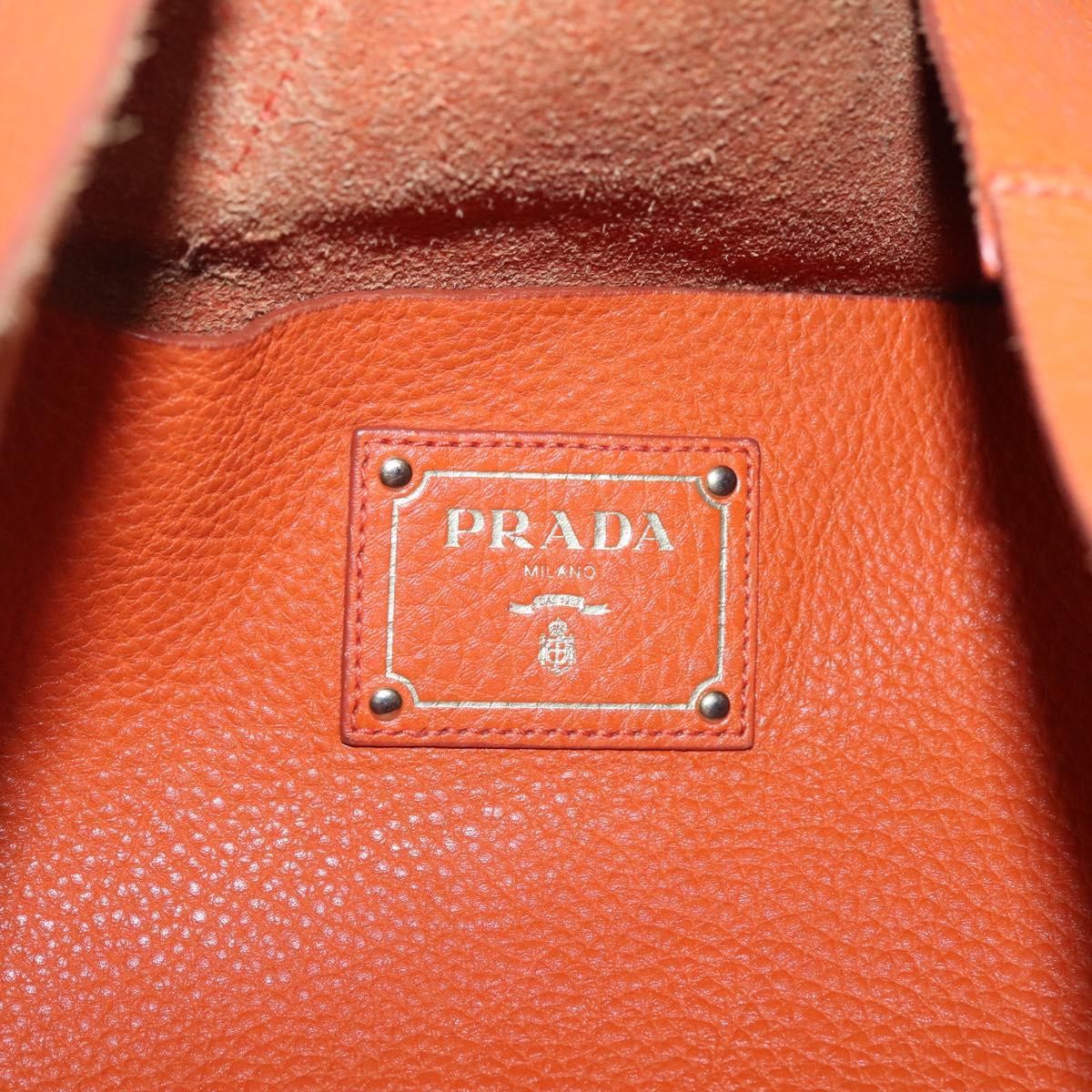 Prada Vintage Tote Leather, Orange, Leather, Tote Bag
