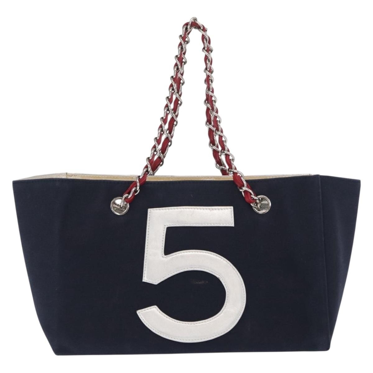 Chanel No.5 Tote Canvas and Leather, NAVY, CANVAS, Tote bag