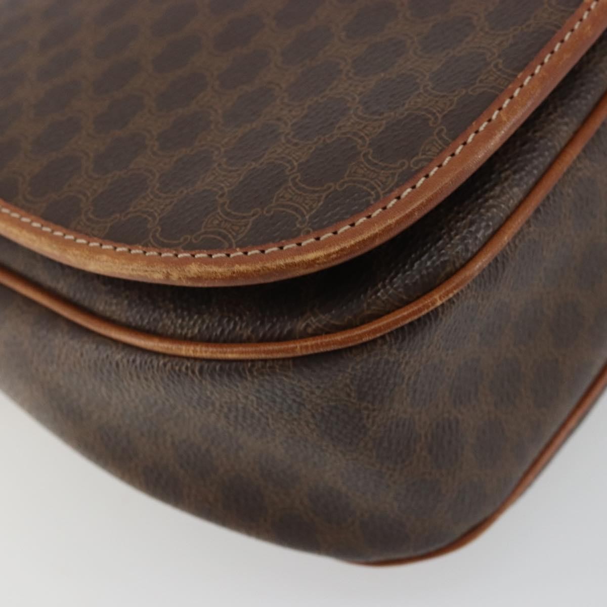 Celine Vintage Macadam Shoulder Bag Canvas and Leather, Brown, Canvas, Shoulder Bag