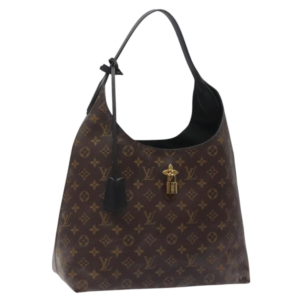 Louis Vuitton Flower Hobo Monogram Canvas with Leather, BROWN, CANVAS, Shoulder bag