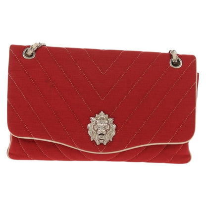Chanel Leo Lion Flap Bag Chevron Jersey, RED, COTTON, Shoulder bag
