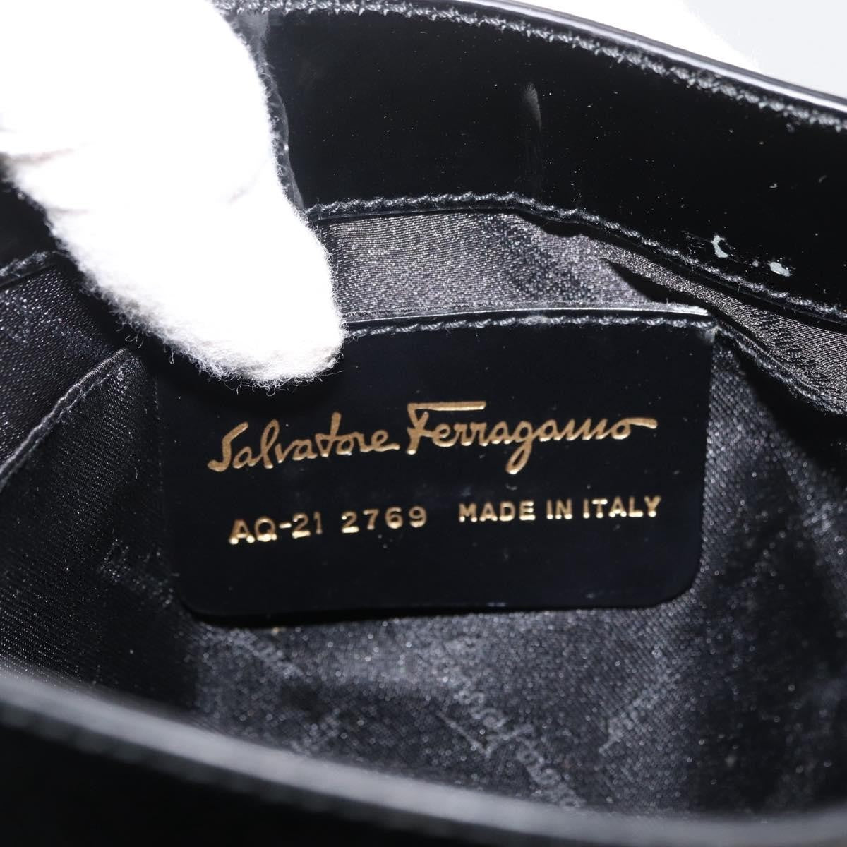 Salvatore Ferragamo Gancini Shoulder Bag Patent Leather, Black, Patent Leather, Shoulder Bag