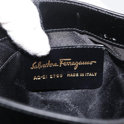 Salvatore Ferragamo Gancini Shoulder Bag Patent Leather, Black, Patent Leather, Shoulder Bag