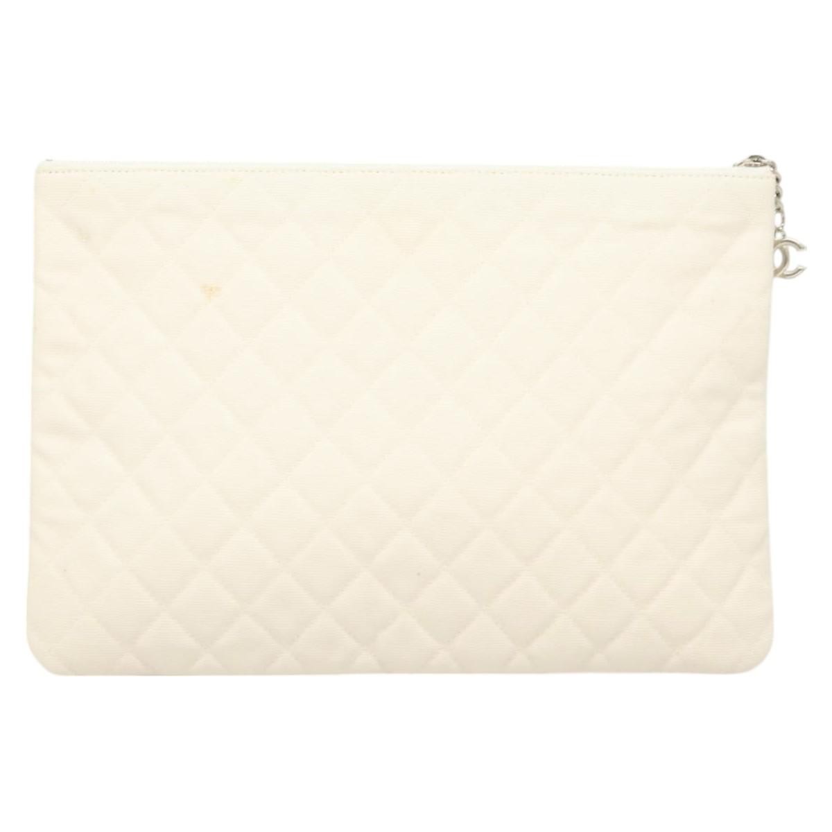Chanel Coco Cuba Pouch Printed Quilted Canvas, WHITE, CANVAS, Clutche & pouche