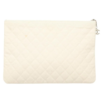 Chanel Coco Cuba Pouch Printed Quilted Canvas, WHITE, CANVAS, Clutche & pouche