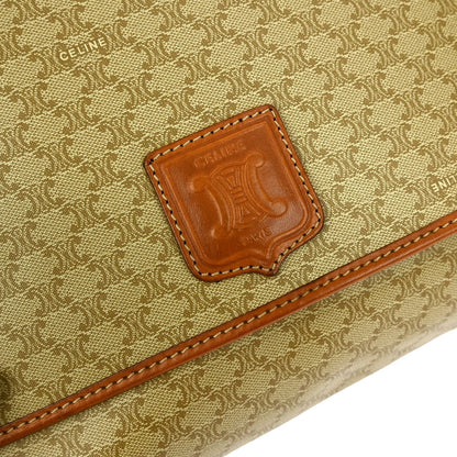 Celine Vintage Macadam Shoulder Bag Canvas and Leather, BEIGE, CANVAS, Shoulder bag