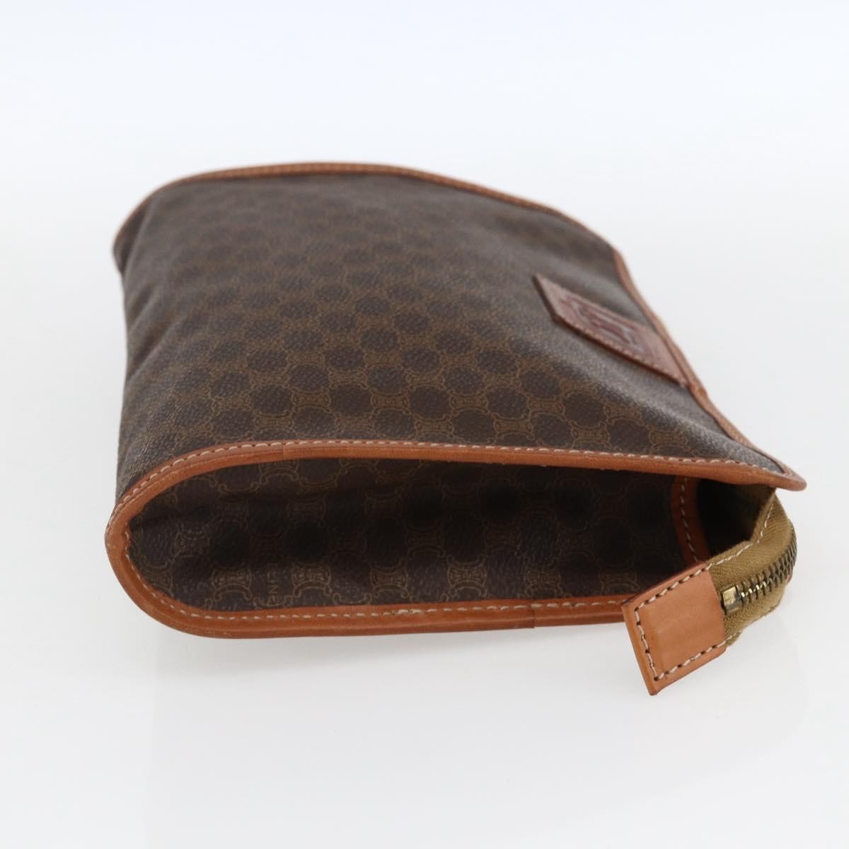 Celine Macadam Pochette Canvas and Leather, BROWN, CANVAS, Clutche & pouche