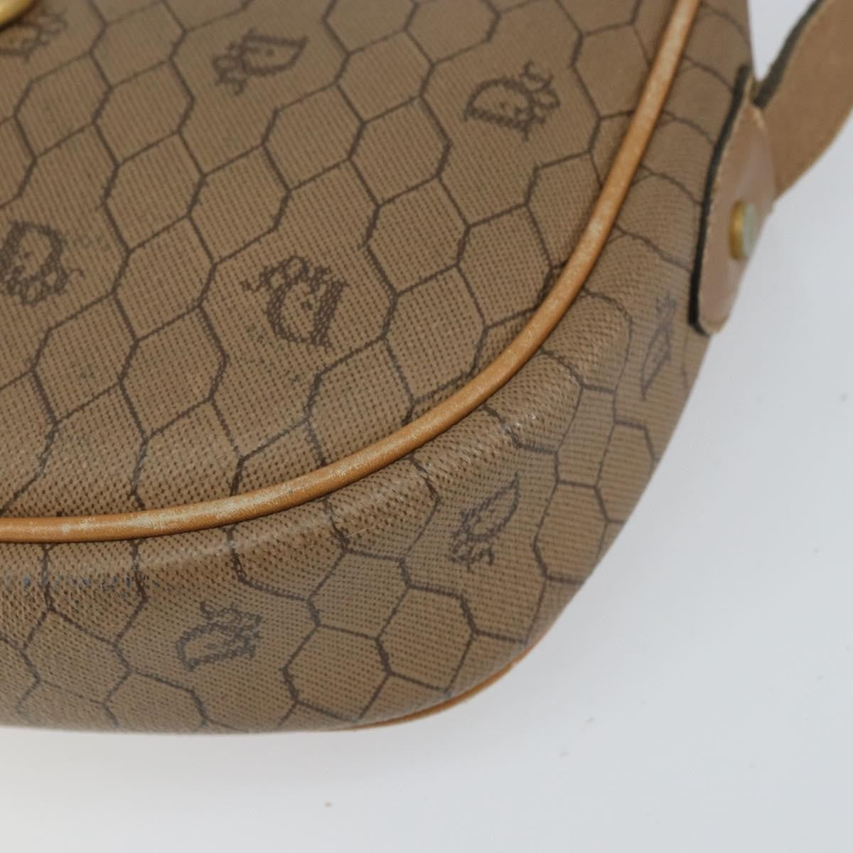 Christian Dior Vintage Honeycomb Shoulder Bag Canvas and Leather, BEIGE, CANVAS, Shoulder bag