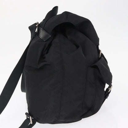 Prada Double Front Pocket Backpack Re-Nylon with Leather, BLACK, NYLON, Backpack