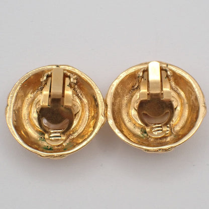 Chanel Vintage Round Clip-On Earrings Metal with Faux Pearl, GOLD, GOLD_PLATED, Earrings