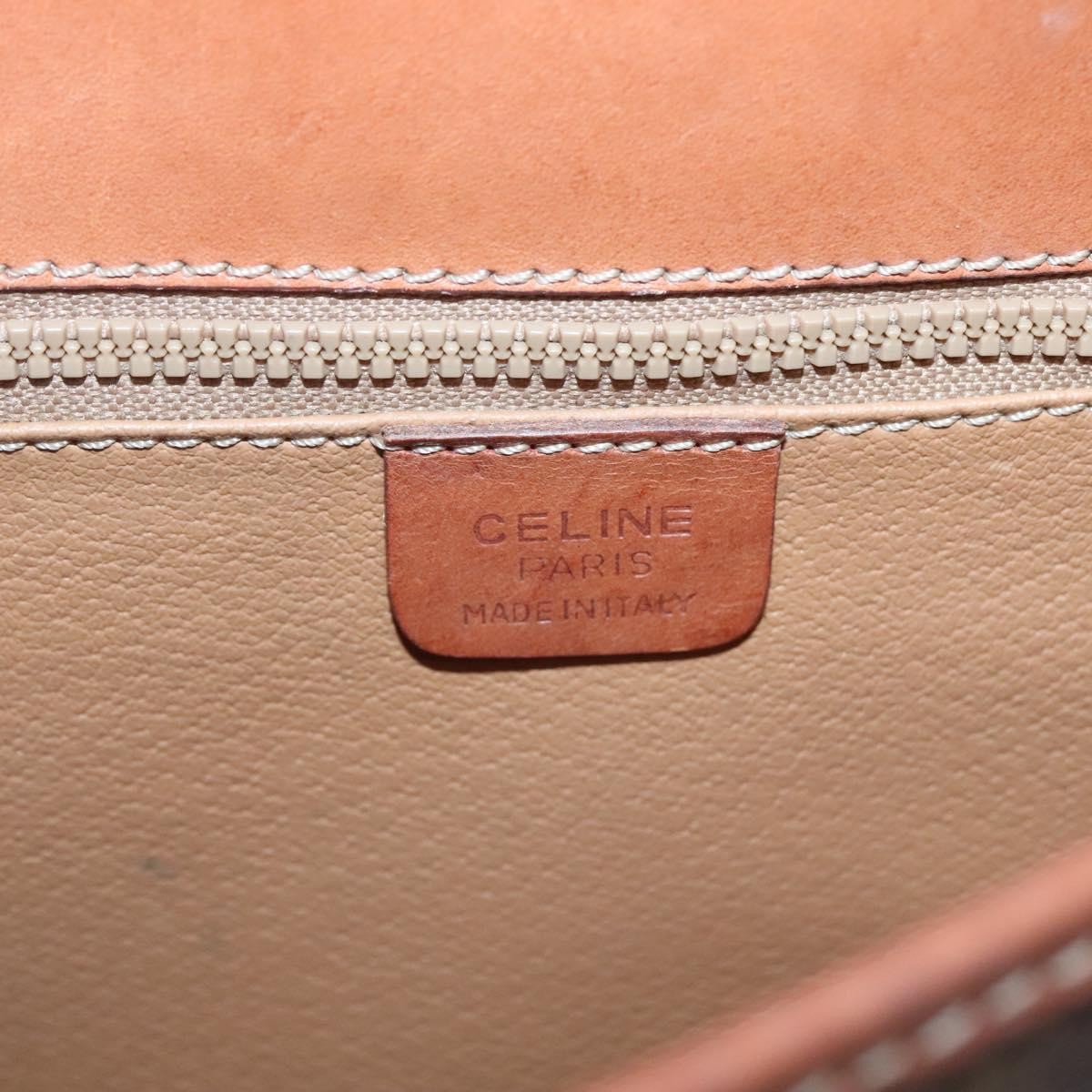 Celine Vintage Macadam Shoulder Bag Canvas and Leather, Brown, Canvas, Shoulder Bag