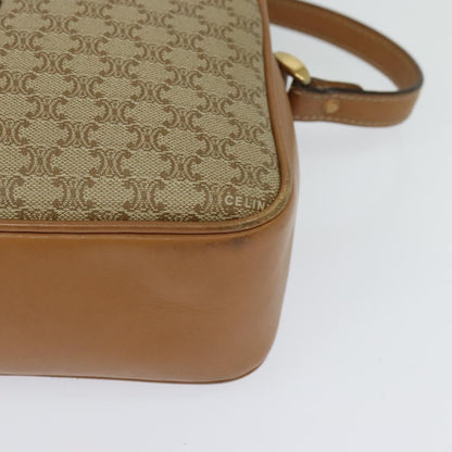 Celine Vintage Macadam Shoulder Bag Canvas and Leather, Beige, Canvas, Shoulder Bag