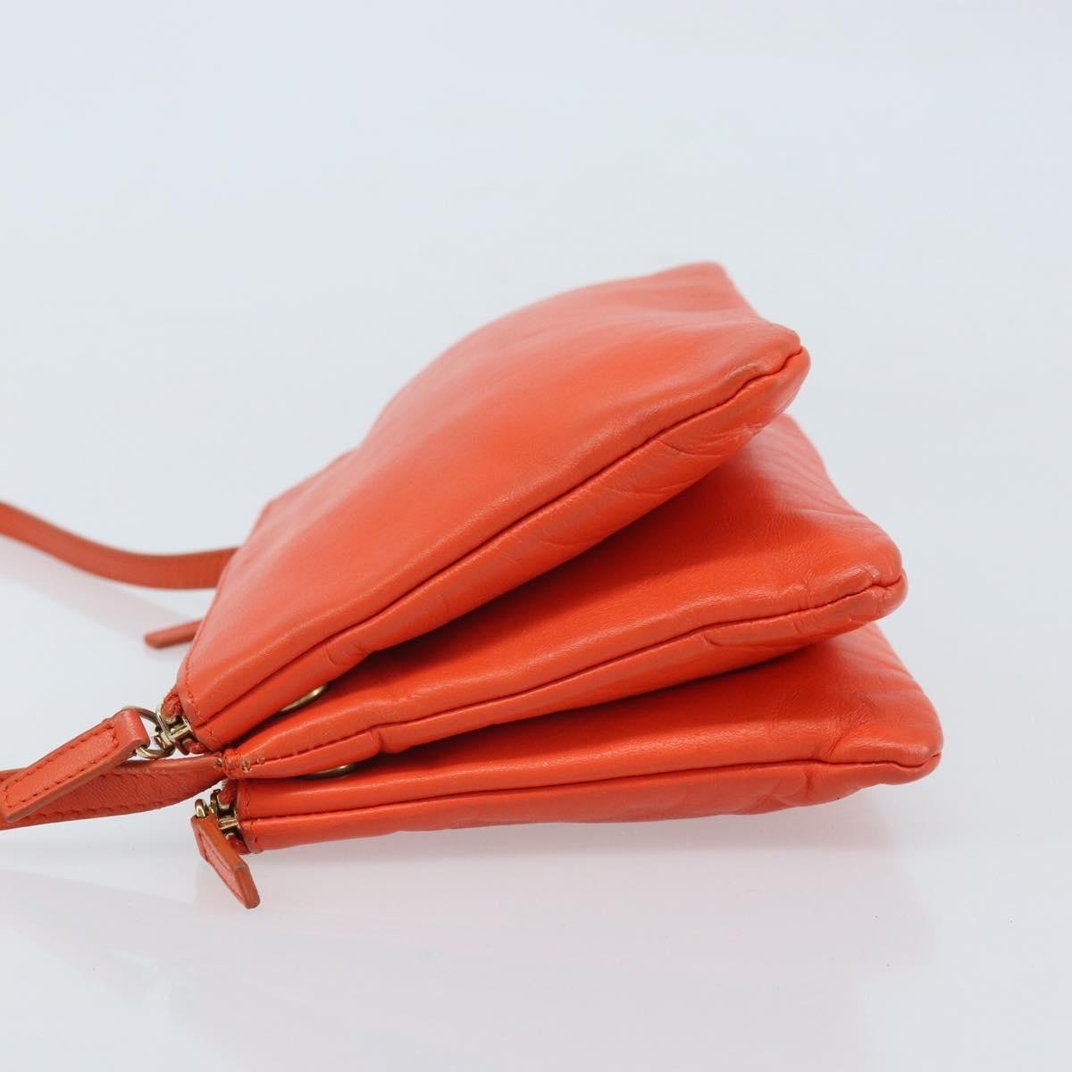 Celine Trio Crossbody Bag Leather, ORANGE, LEATHER, Shoulder bag