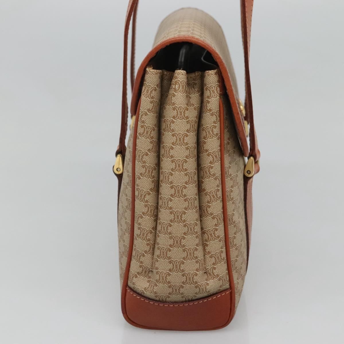Celine Vintage Macadam Handbag Canvas and Leather, Beige, Canvas, Handbag