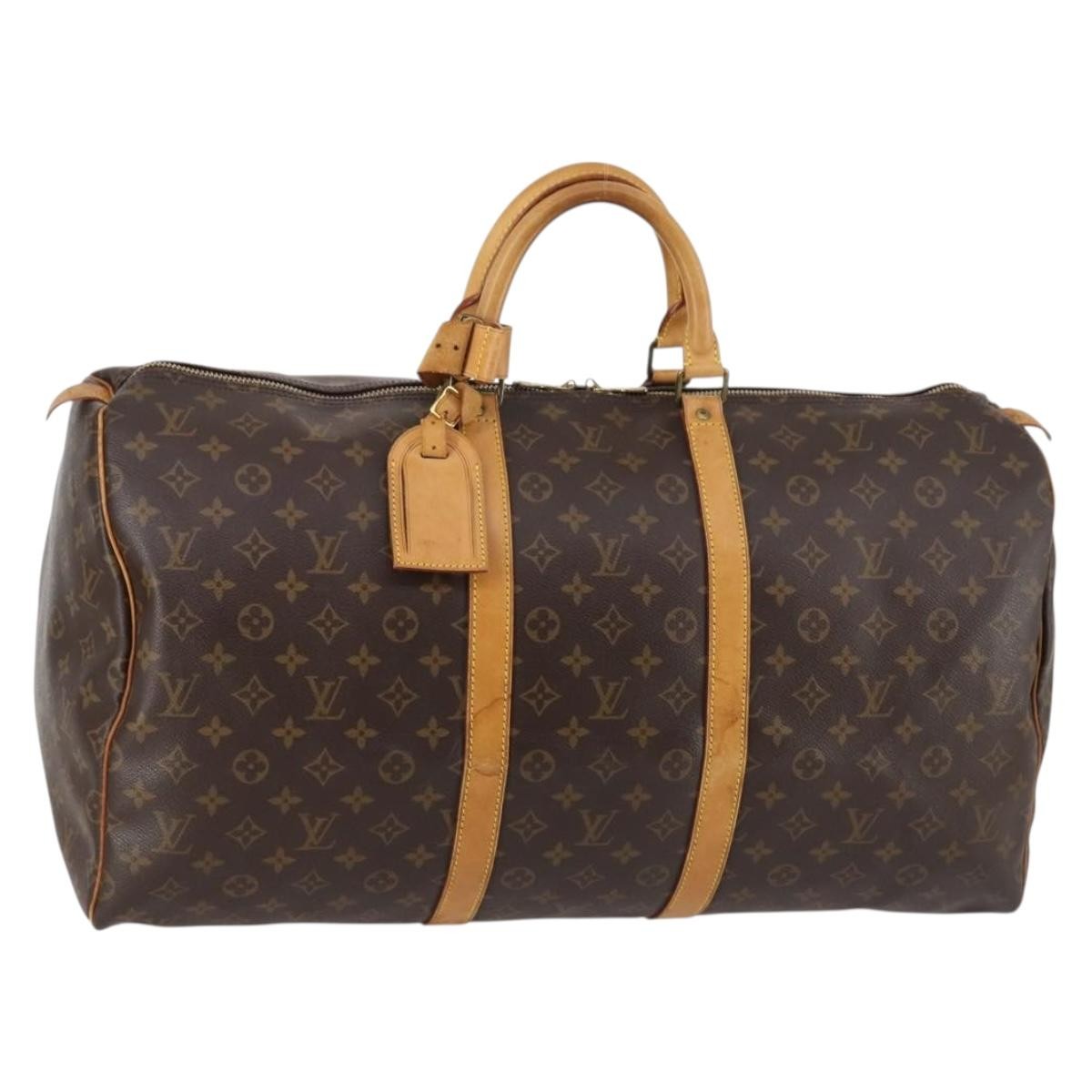 Louis Vuitton Keepall Bag Monogram Canvas, BROWN, CANVAS, Travel bag