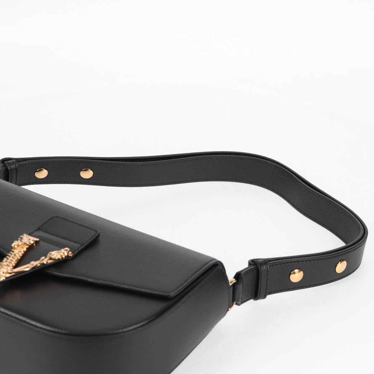 Versace Virtus Flap Messenger Bag Leather, BLACK, LEATHER, Crossbody bag