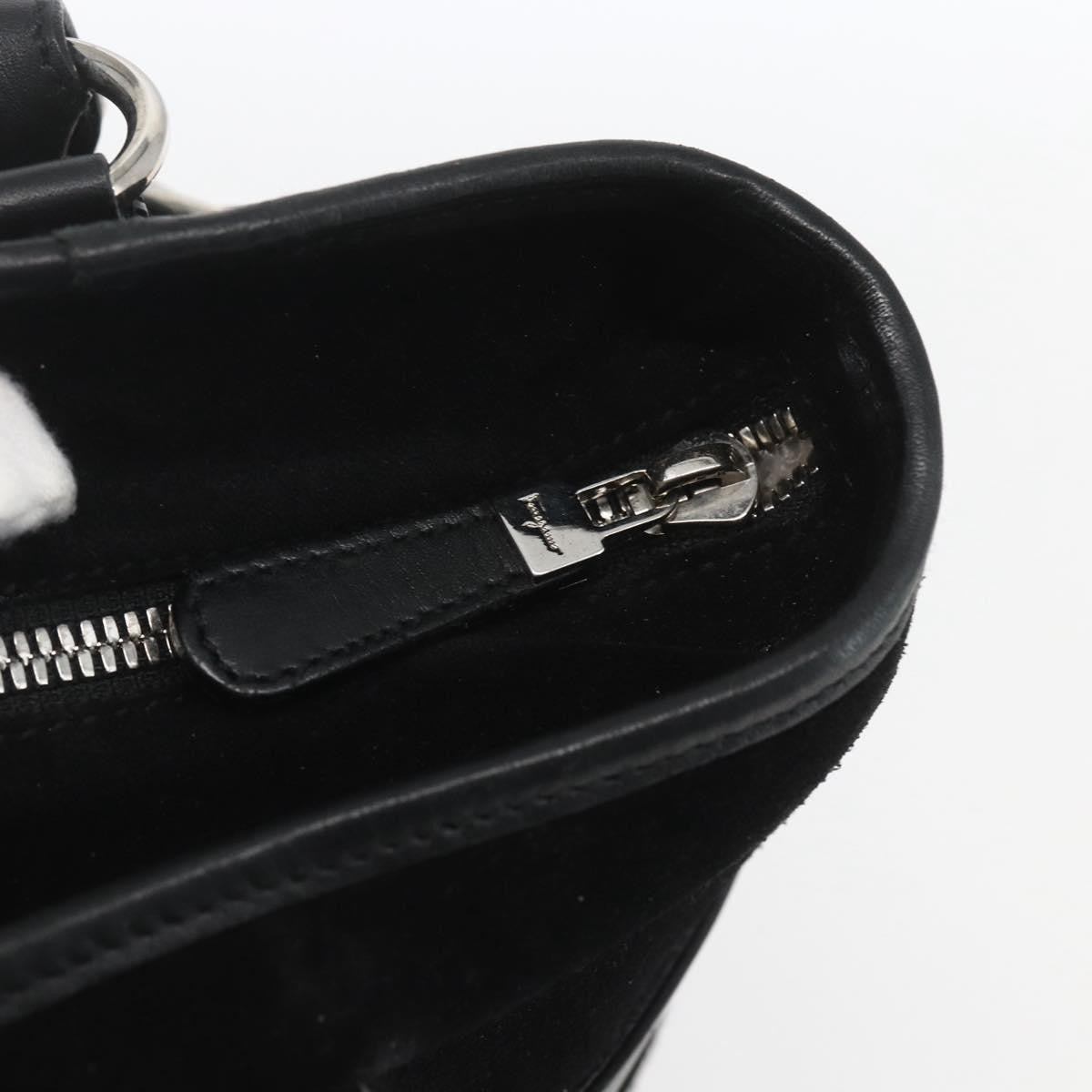 Salvatore Ferragamo Gancini handbag Suede, BLACK, SUEDE, Handbag