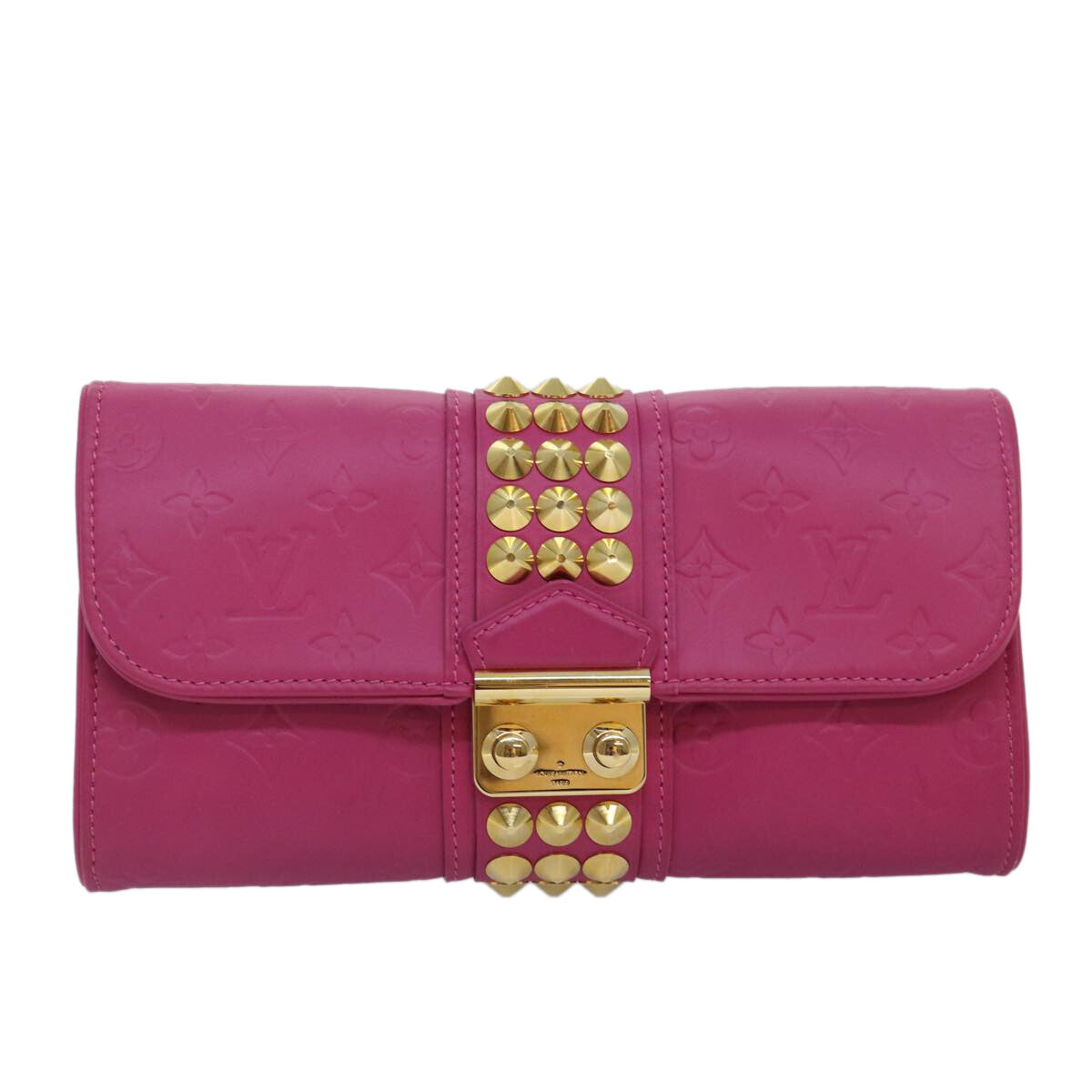 Louis Vuitton Courtney Clutch Embossed Leather, PINK, LEATHER, Clutche & pouche