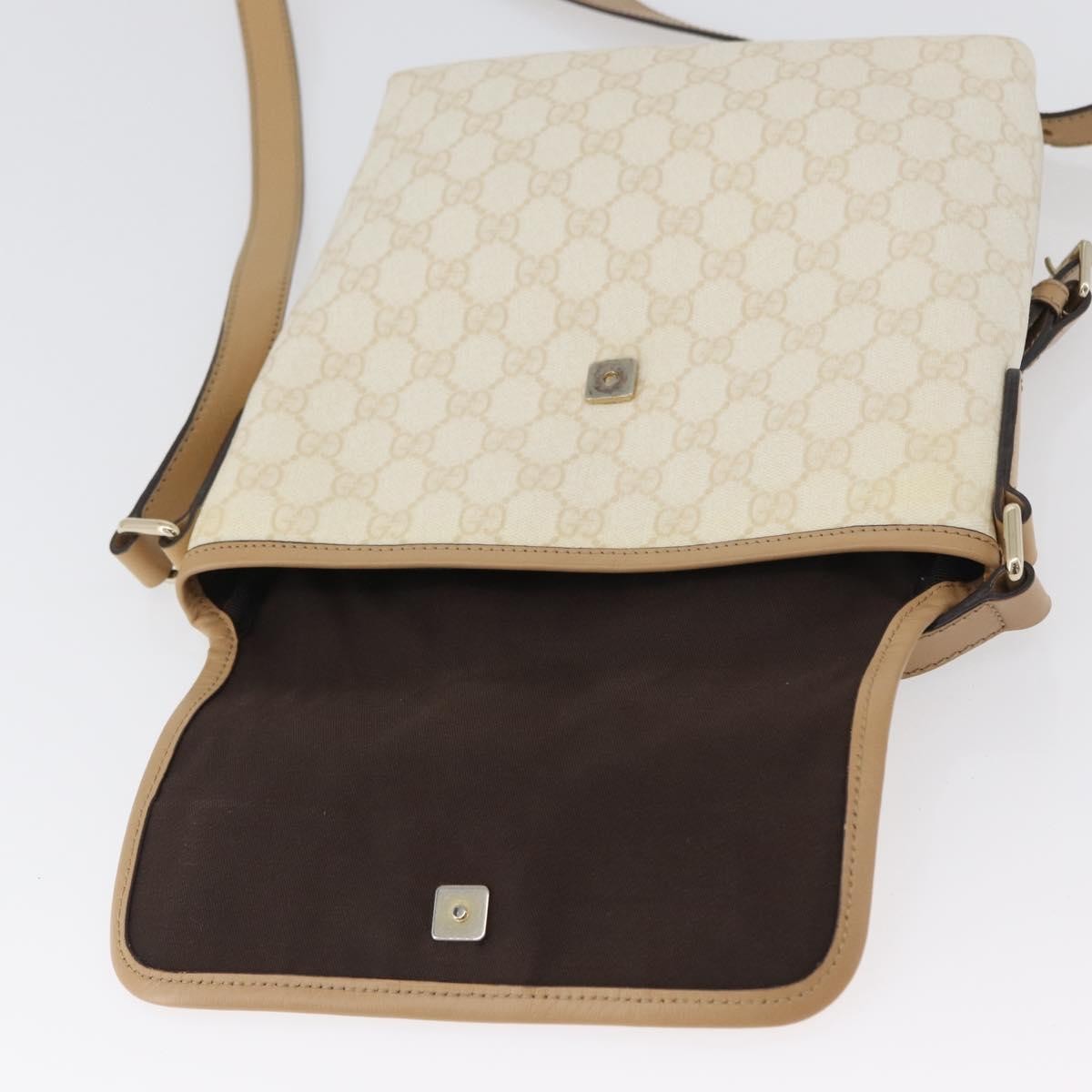 Gucci Flap Messenger GG Coated Canvas, Beige, Canvas, Shoulder Bag