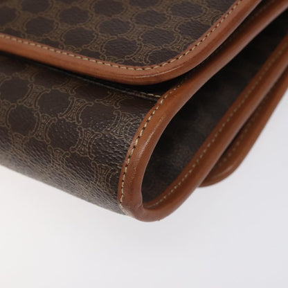 Celine Vintage Macadam Shoulder Bag Canvas and Leather, Brown, Canvas, Shoulder Bag