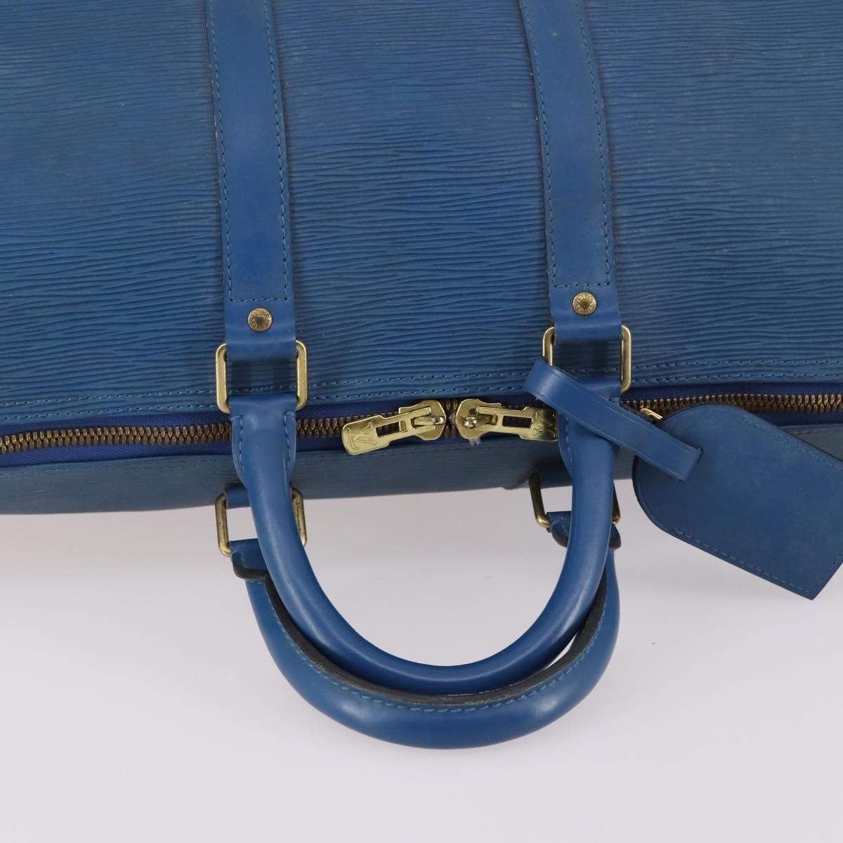 Louis Vuitton Keepall Bag Epi Leather, BLUE, LEATHER, Travel bag
